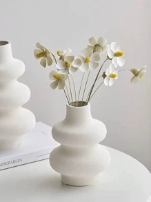 Juego de jarrones de cerámica, 1 jarrón blanco, utilizado para la decoración del hogar moderno, jarrón, utilizado para la decoración de la sala de belleza, decoración de mesa de boda estilo bohemio, banquete, centro de mesa de oficina (Blanco)