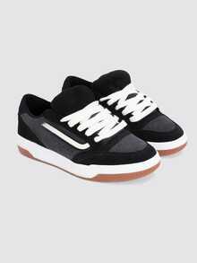 Hylane Men's And Women's White Black Unisex Stylish Comfortable Sneakers New Release - Chì đen - Xem 2