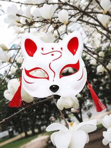 3pcs Cosplay Cat Mask, Hand Painted Half Fox & Japanese Style Anime Half Face Cover,Fox Mask Valentine's Day Animal Costume Party Accessories, Cute Kabuki Cosplay Half Face Masquerade Theater Mask Japanese Style,Halloween, Christmas