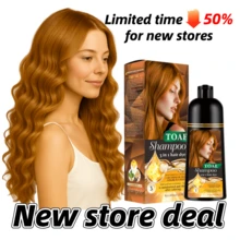 Golden Brown Hair Dye Shampoo 400ml – 3-In-1 Color + Cleanse + Condition, Long-Lasting Herbal Formula, Unisex, Easy To Use - Golden Brown - 查看 1
