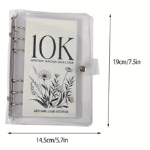 10K/5K/2.5K Savings Passbook/Vertical Savings Notebook, 6-Ring Iron Clip Storage Book, 12-Month Savings Plan, Achieve 2.5K, 5K, 10K Savings Goals, Durable PVC Material, Money-Saving Challenge Refill Notebook, Portable Design With Floral Pattern, Savings Goal Manager, Suitable For Cash-Filling Financial Planning, Family Savings, Travel Fund, Dream Fund, Money Management, Savings And Budgeting Education, Christmas Gift, Birthday Gift, Etc.