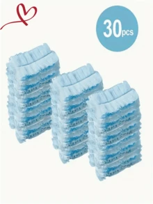 30片/50片静电除尘布替换一次性布 刷头填充 360度清洁桌面书架洗衣机家具汽车键盘洗衣机除尘头填充（不含手柄）