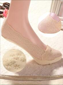 5 paires de chaussettes pour femmes, chaussettes d'été et d'automne sans tige, chaussettes en dentelle antidérapantes pour les pieds