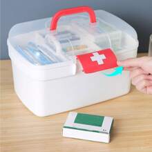 1pc Storage Box, Household & Dormitory Portable Large Capacity Container For Medicine And Supplies, Small First Aid Kit For Home Use
