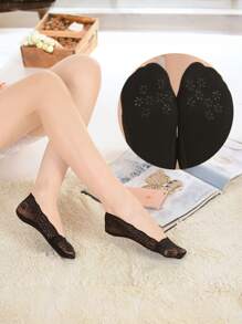 5 paires de chaussettes pour femmes, chaussettes d'été et d'automne sans tige, chaussettes en dentelle antidérapantes pour les pieds