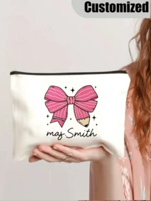 Back-To-School Season Personalized Teacher Name Butterfly Makeup Bag – Custom Travel Cosmetic Pouch, Pencil Case & Bridesmaid Gift, Perfect For Mother's Day, Teacher's Day, Graduation & Back-To-School