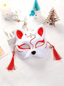 3pcs Cosplay Cat Mask, Hand Painted Half Fox & Japanese Style Anime Half Face Cover,Fox Mask Valentine's Day Animal Costume Party Accessories, Cute Kabuki Cosplay Half Face Masquerade Theater Mask Japanese Style,Halloween, Christmas