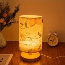 1pc Modern Creative Cylindrical Fabric Lamp With Switch Button, Warm Light, USB Powered, Suitable For Bedroom, Office, Bedside Table, Bookshelf, Living Room Home Decor Lighting - Warm Light - View 5