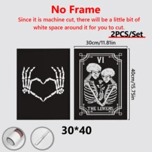 Bộ 2 tranh in hình bộ xương đen trắng hiện đại, bộ bài Tarot cho cặp đôi, bộ áp phích Halloween, áp phích trái tim bộ xương, đồ trang trí ngày lễ tình nhân tối, tranh tường phong cách Cottagecore Gothic tối, đồ trang trí Halloween | có hoặc không có khung, đồ trang trí phòng, đồ trang trí nhà cửa, đồ trang trí căn hộ ký túc xá đại học, quà tặng trang trí tường trong khách sạn, nhà ở, phòng khách, phòng ngủ, phòng tắm và văn phòng, đồ trang trí Halloween - Nhiều màu - Xem 14