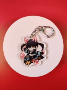 1pc Cartoon Anime Fire Force Series Acrylic Keychain Cute Cartoon Keyring Bag, Suitcase Accessory Phone Pendant Car Ornament. - Multicolor - View 6