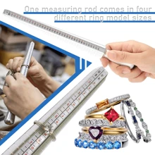 金属戒指尺寸测量工具，美英欧日，四种尺寸可选，珠宝尺寸测量器金属戒指尺寸测量仪，适用于男女戒指（塑料，1 根黑色棒）
