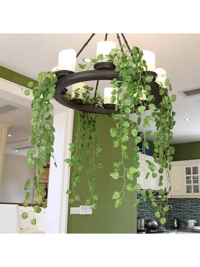 1/6/12 piezas 158ft Enredadera de Hiedra Artificial con Hojas, Adecuada para Decoración de Dormitorio, Corona de Hiedra Artificial, Hojas de Hiedra Artificial, Corona de Follaje Artificial, Enredadera Colgante, para Decoración de Habitación, Decoración de Pared de Boda, Decoración Interior/Exterior