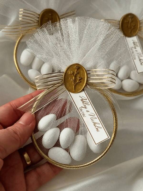 (1/5/10pcs) 75mm Handcrafted Gold Circle Wedding Favors | Personalized Name Date Engraving | Bridesmaid Gifts & Guest Souvenirs For Wedding Party