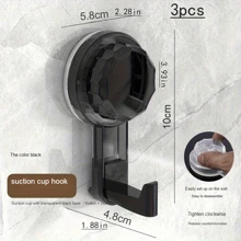 3pcs/Set Suction Cup Hooks For Bathroom, Waterproof Heavy Duty Wall Hooks Without Drilling, Adhesive Hooks For Kitchen, Door, Wall