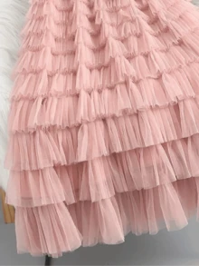 Temperament Knitted Skirt Layered Cake Skirt - Baby Pink - View 2
