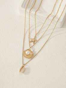 3 قطع طقم قلادة علاقة نجمة البحر، مناسبة للارتداء اليومي