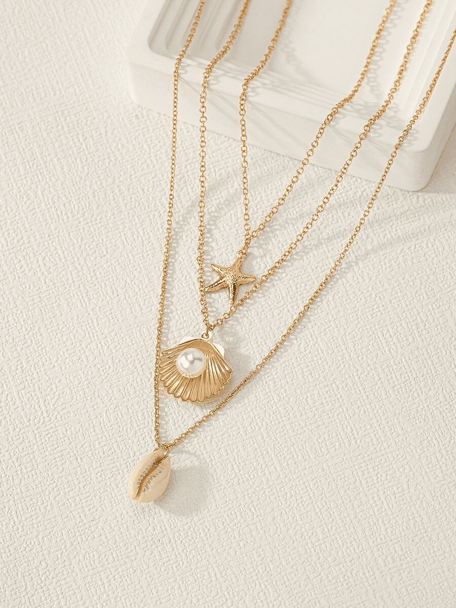 3 قطع طقم قلادة علاقة نجمة البحر، مناسبة للارتداء اليومي