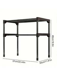 Microwave Shelf Microwave Oven Shelf With Fixing Kit Modern Kitchen Decor Kitchen Storage Rack - Black - View 2