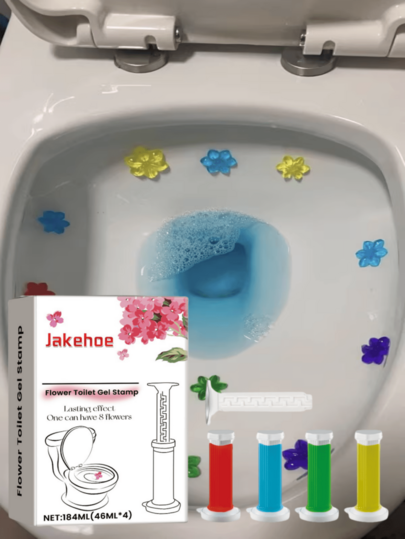 jakehoe منظف مرحاض جيكهو، 1 مجموعة جل مرحاض معطر بالزهور، برائحة الزهور وشكل الزهور، منزلي لإزالة الترسبات والتعطير والحفاظ على الرائحة، منظف مرحاض معطر، أدوات تنظيف منزلية