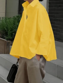 Women's Solid Blouse, Vintage, Long Sleeve Design, Suitable For Business Interview, Commute, Casual, Relaxation, Minimalist Elegant Blouse For Daily Wear, Home, Street Style, Ideal Winter. Perfect For Valentine's Day, New Year