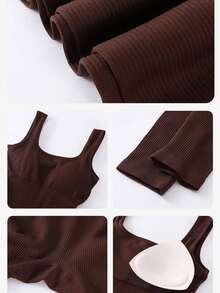 Seamless Long Fitness Jumpsuit High Compression Gym Yoga Sports Removable Pads