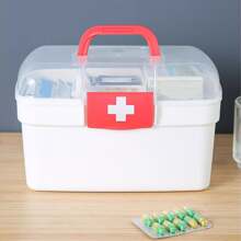 1pc Storage Box, Household & Dormitory Portable Large Capacity Container For Medicine And Supplies, Small First Aid Kit For Home Use