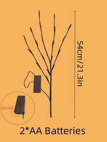 1 buah Lampu Cabang LED 20 Lampu Setinggi 54CM, 2 Bagian, Menyala Terus Menerus, Bertenaga Baterai, Pencahayaan Dekorasi Rumah untuk Kamar Tidur, Ruang Tamu, Berkemah, Liburan, Pesta, Pernikahan - Kuning - View 6