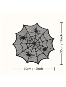 1/4/8 件 - 万圣节黑色蕾丝餐垫，带蜘蛛网设计 - 恐怖派对餐桌装饰用品、耐用蕾丝桌垫，用于厨房餐厅装饰、幽灵家居和万圣节派对装饰、万圣节装饰、可洗布质餐垫、可重复使用的装饰、节日购物者、万圣节派对装饰、家居装饰、万圣节派对悬挂装饰 - 黑色 - 查看 10