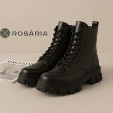 Women's Tractor-Shaped Ankle Boot, Mid-Calf, Soft, Modern - màu đen - Xem 5