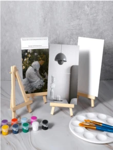 6pcs Wooden Easel Display Stand (Without Canvas Board), Desktop Art Display Easel Suitable For Artists, Adults And Students, Craft Painting Easel, Triangular Art Holder & Mobile Phone Stand, Foldable Painting Advertisement Sketch Display Rack, Wooden Structure, Art Supplies, Student Leisure Creative Tool, Suitable For Painting, Oil Painting And Graffiti, As Well As Back-To-School And Christmas Gifts, School Supplies,Back To School - Multicolor - View 5