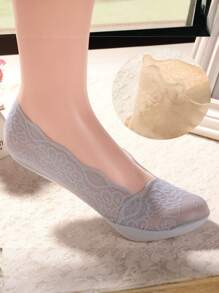 5 paires de chaussettes pour femmes, chaussettes d'été et d'automne sans tige, chaussettes en dentelle antidérapantes pour les pieds