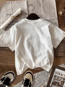 Conjunto de 3 piezas de camisetas con gráficos de cerezas, lindas blusas con lazo, perfectas para usar en verano, adecuadas para fitness o tiempo libre. - Blanco - Ver 6