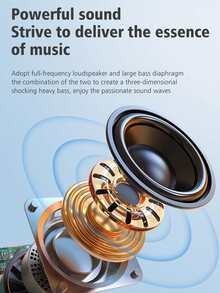 ZEALOT行動無線喇叭，防水喇叭IPX5，10W 迷你無線喇叭5.2，S32高達12小時播放時間，1800mAh電池，立體聲雙聲道，支援 麥克風/TF卡/USB/AUX, 適用於家庭/戶外, 兼容iOS和Andriod - 黑色 - 查看 4