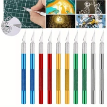 Precision Craft Knife Set With Safety Cap - Sharp Exacto Blades, Ergonomic Textured Grips And Multi-Colored Handles, Ideal For Art, Scrapbooking, Pumpkin Carving, DIY Crafts, Scrapbook Essential Tools, Template Cutter, Manual Retractable Knife, Smooth Metal Edge, Durable Metal Blade, Textured Grip, Professional Grade Tools, Sturdy Construction, For Artists And Craftsmen