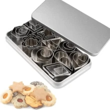 30 Stück/Boîte Mini-Form aus Edelstahl, Coeur étoile Fleur Forme Géométrique Empporte-Pièces Bricolage Kekse Pâtisserie Dekoration Tools de Cuisson