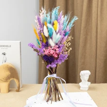 Ramo de 17,7 pulgadas/1 manojo de hierba pampa de estilo bohemio y colorida - Flores secas y artificiales, adecuado para decoración del hogar, baño, boda y diseño de mesas DIY, regalos de cumpleaños, graduación, decoración de otoño