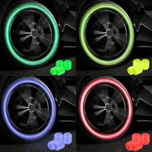 4 pièces/couleur aléatoire Capuchons de valve de pneu lumineux pour voiture, véhicule électrique, moto, vélo, camion, couvercles de valve super lumineux et réfléchissants