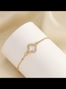 1 pieza Pulsera de mujer con flor y piedras de circonia micro-incrustadas, un regalo para amigos el Día de San Valentín