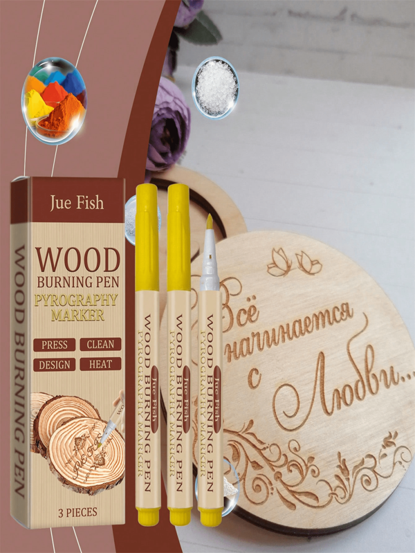 Woodworking Pyrography Pen, Wooden Material Branding Marker Pen, Handmade DIY Burning Drawing Pen - Camping Outdoor Wood Fabric Fire Starter DIY Pyrography Wooden Burning Pen