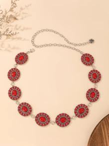 Vintage eingravierte Metall-Taillen-Kette, vielseitig einsetzbare Dekoration für Kleider, Retro-Gürtel aus Zinklegierung für Frauen, geeignet für Frühling/Sommer/Herbst/Winter