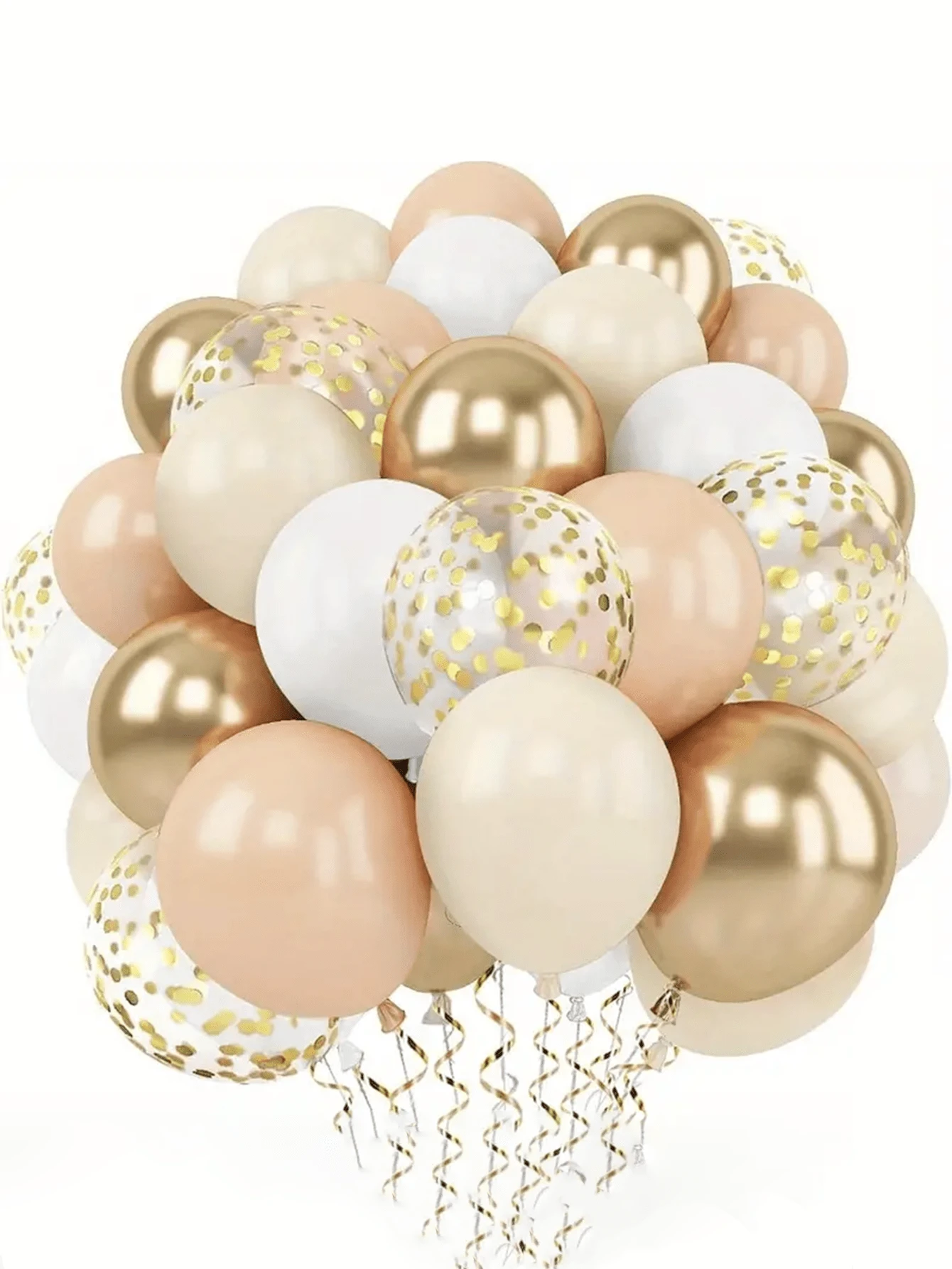 30pcs/Set Nude, Gold And White Balloons Kit, 10/12 Inch Size, Suitable For Wedding Decor, Engagement Ceremony, Birthday Party, Home Decoration, Dance Decor, And Bridal Shower Favors - Multicolor - View 1