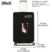 1pc Luggage Cover Non-Woven Suitcase Protector Baggage Dust Cover Suitable For 20-30 Inch Trolley Case Scratch-Resistant Luggage Protector Covers Rose Gold Initial Letter Pattern Travel Accessories Back To School Essentials