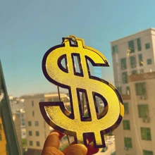 1pc Dollar Sign Electroplated Decor, Desktop Ornament & Hanging Accessory For Christmas Tree, Happy New Year, Financial Offices, Bars, Studios, Modern Spaces, Gold Money Wall Decor, Brilliant Gold Effect, Perfect Room Decoration