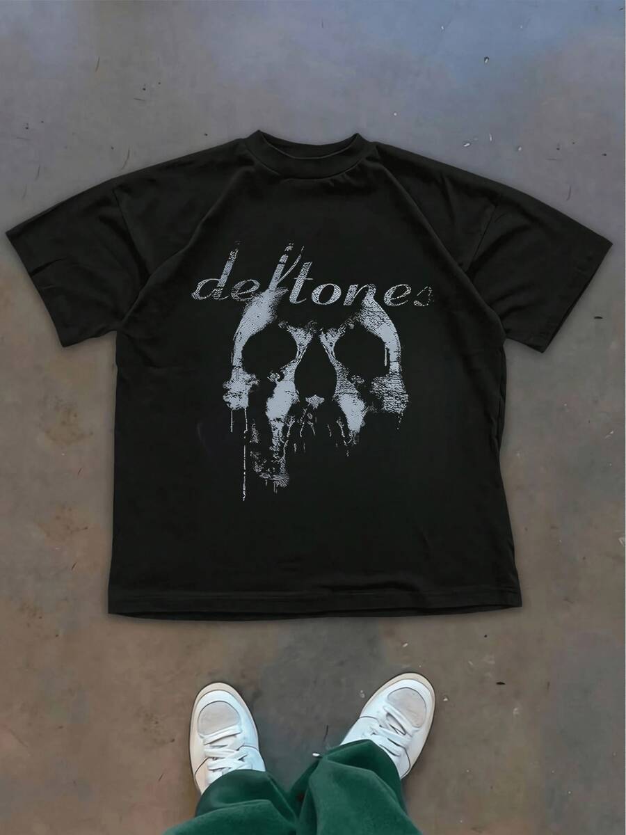 Camiseta Oficial Deftones - Negra, Gráfico De La Banda, Algodón, Unisex, Talla Regular