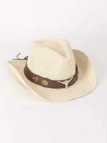1pc Boho Animal Retro Print Rivet Inlaid Colorblock Water Drop Shaped Hat, Versatile For Men And Women, All Season