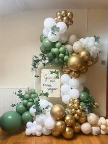 Sage Green Platinum Balloon Wreath Arch Set With Balloon Box For Birthday Baby Shower, Baby Birthday Party, Baby Theme Party - Multicolor - View 4