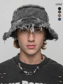 1 件全新磨边水洗多功能简约男女通用渔夫帽，适合日常生活和户外休闲