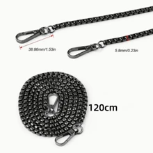 1pc 1.2m/47.2in Handbag Chain, Black Color Removable Chain With Lobster Clasp, For DIY Handbag