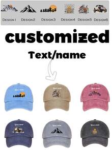 1 件定制。定制姓名、定制帽子、定制棒球帽、破旧帽子、四季、中性、时尚、休闲、DIY、礼物、节日、高品质纹理、旅行、旅游 - A - 查看 12
