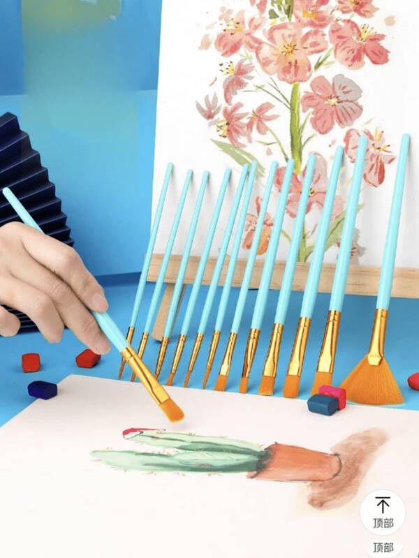 10pcs/Set Plastic Pole Color Set Oil Painting Brush Art Watercolor Watercolor Watercolor Powder Painting Brush Set Art Painting Watercolor Powder Hand Painting Brush